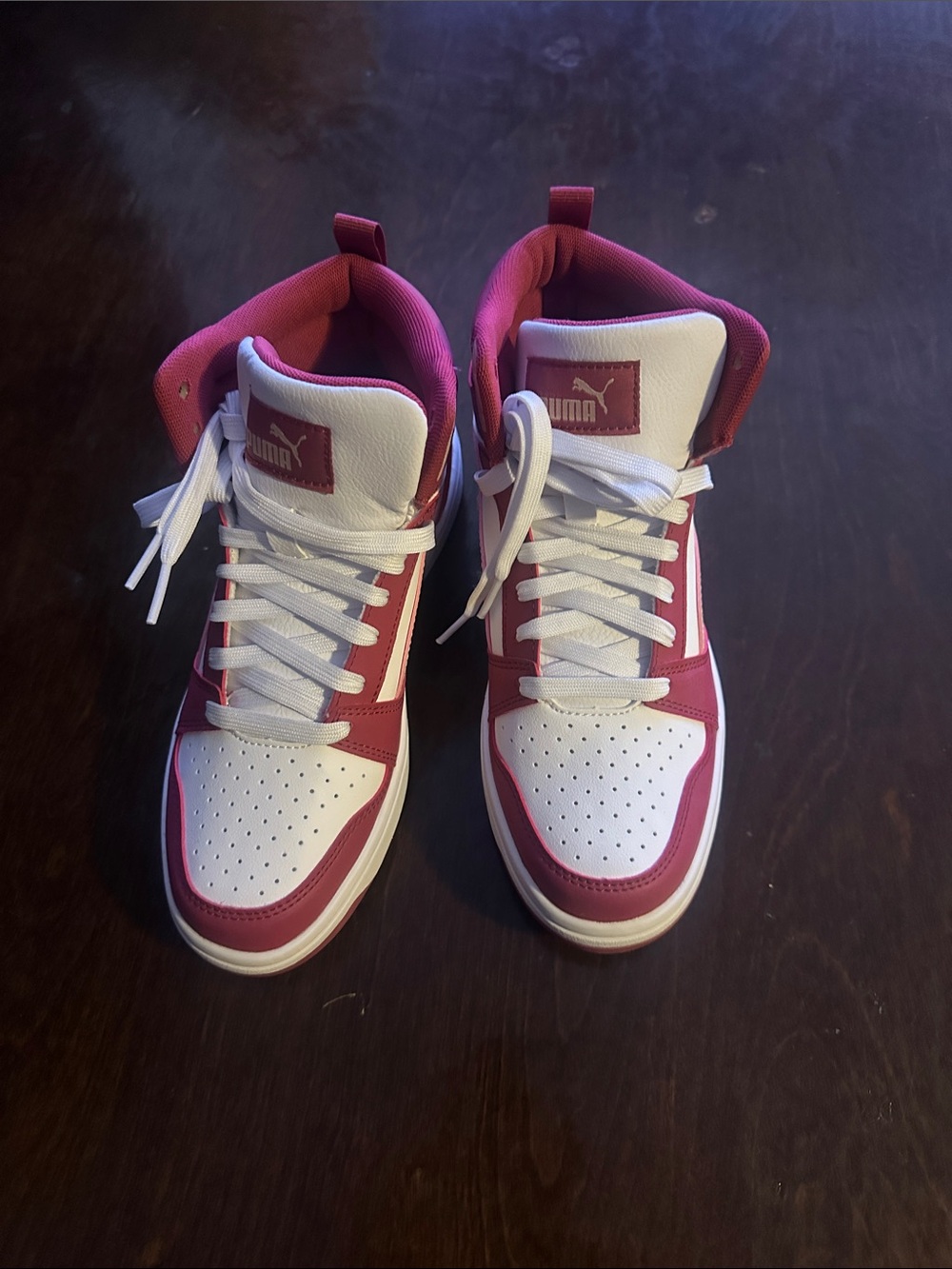 Puma Kids High-Top Sneakers in Pink and White